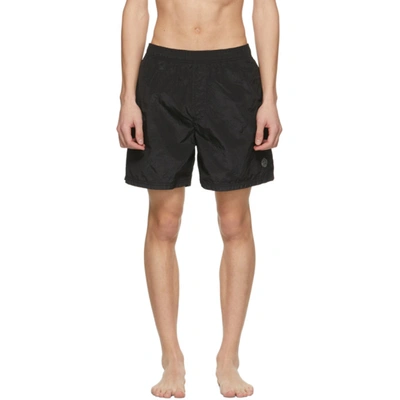 Shop Stone Island Black Logo Patch Swim Shorts In V0029 Black