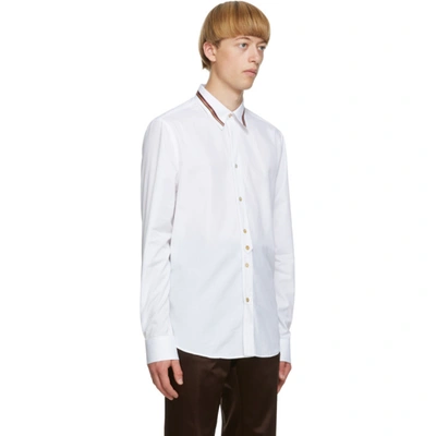Shop Paul Smith White Artist Stripe Collar Shirt In 01 White