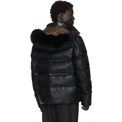 Shop Fendi Black Down Hooded Jacket In F0gme Black