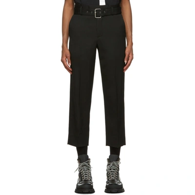 Shop Jw Anderson Black Wool Belted Straight Trousers In Black 999