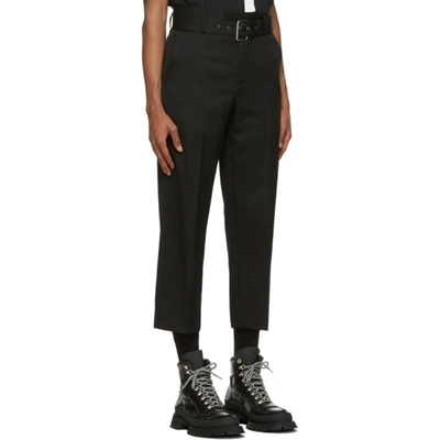 Shop Jw Anderson Black Wool Belted Straight Trousers In Black 999