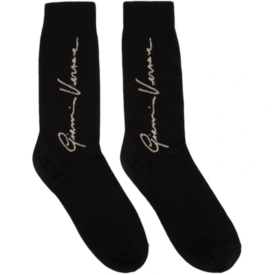 Shop Versace Black Signature Motif Socks In A4007 Black