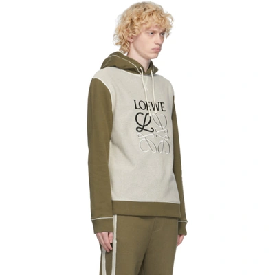 Shop Loewe Khaki & Off-white Anagram Hoodie In 3962 Khaki