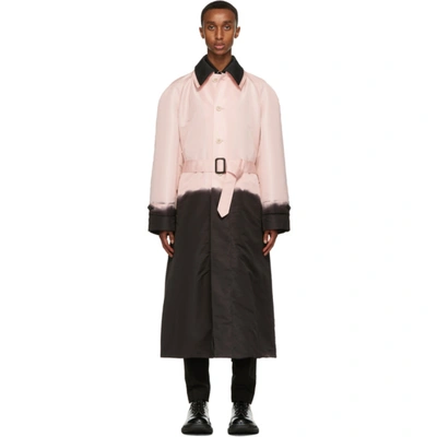 Shop Alexander Mcqueen Pink & Black Layered Trench Coat In 5720 Pale Pink/black