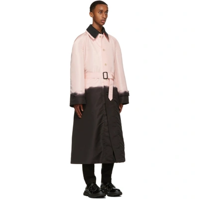 Shop Alexander Mcqueen Pink & Black Layered Trench Coat In 5720 Pale Pink/black