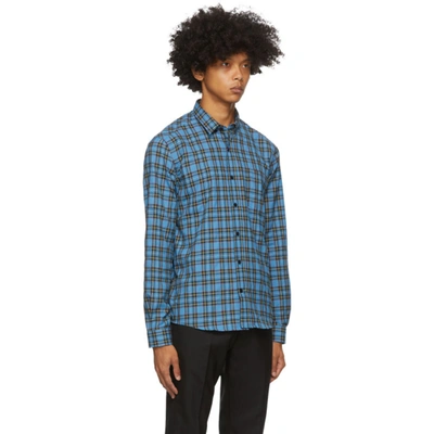 Shop Ami Alexandre Mattiussi Blue & Black Button-down Checkered Shirt In Blu/blk 409