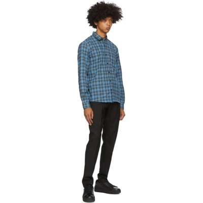 Shop Ami Alexandre Mattiussi Blue & Black Button-down Checkered Shirt In Blu/blk 409