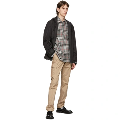 Shop Burberry Grey Check Caxton Shirt In Storm Grey