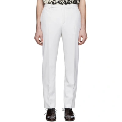 Shop Saint Laurent White Wool Tapered Trousers In 9601 Craie