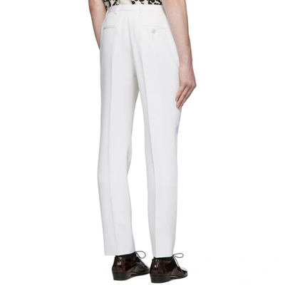 Shop Saint Laurent White Wool Tapered Trousers In 9601 Craie