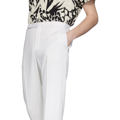 Shop Saint Laurent White Wool Tapered Trousers In 9601 Craie