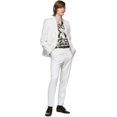Shop Saint Laurent White Wool Tapered Trousers In 9601 Craie