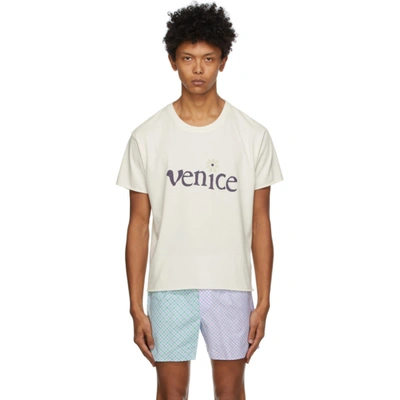 Shop Erl Off-white Venice T-shirt In Cream
