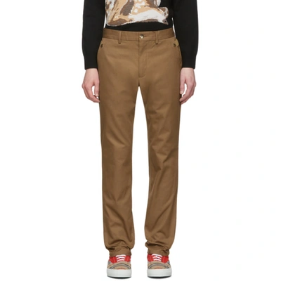 Shop Burberry Brown Classic Trousers In Warm Walnut