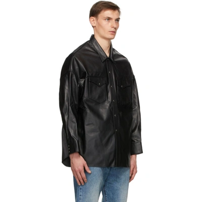 Shop R13 Black Lambskin Oversized Cowboy Shirt