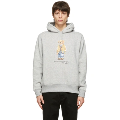 Shop Polo Ralph Lauren Grey Polo Bear Hoodie In Andover Hea