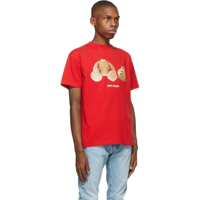 Shop Palm Angels Red Bear T-shirt In Red/brown