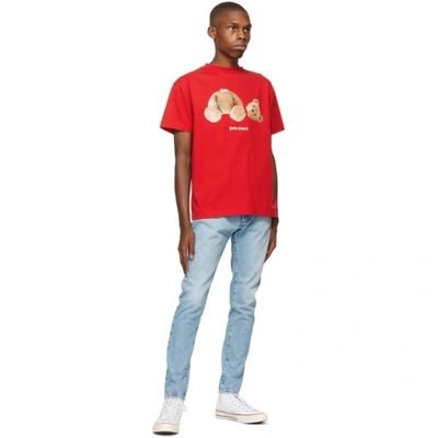 Shop Palm Angels Red Bear T-shirt In Red/brown