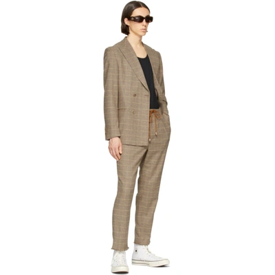 Shop Nanushka Brown Wool Malvin Double-breasted Blazer In Check