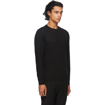 Shop Fendi Black Wool Punched Check Sweater In F0qa1 Black
