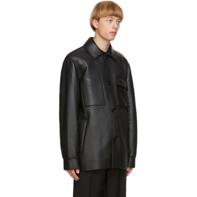 Shop Acne Studios Black Leather Chore Jacket