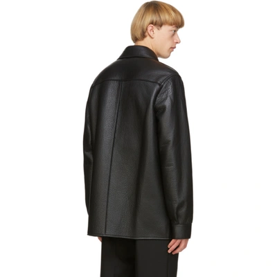 Shop Acne Studios Black Leather Chore Jacket