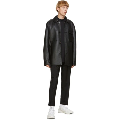 Shop Acne Studios Black Leather Chore Jacket