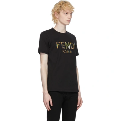 Shop Fendi Black Multicolor Logo T-shirt In F1ayv Black