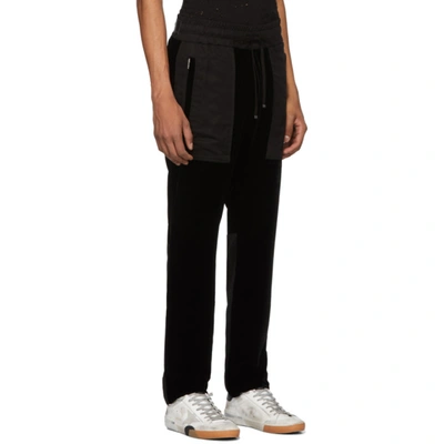 Shop Amiri Black Velvet Commando Patch Lounge Pants In Blk