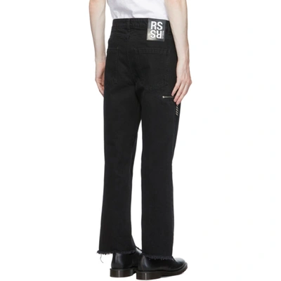 Shop Raf Simons Black Cropped Zippered Jeans In 00099 Black