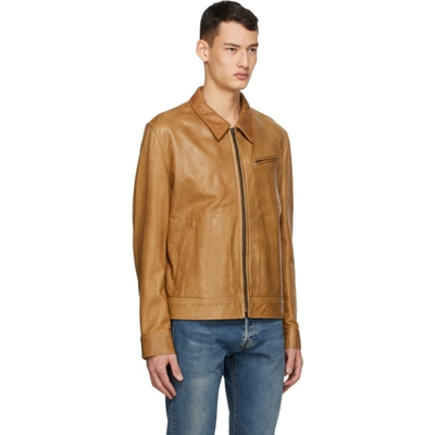 Shop Schott Brown Leather Unlined Jacket In Rust