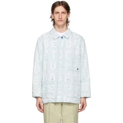 Shop Etudes Studio Blue Denim Jacquard Excursion Jacket In Stone