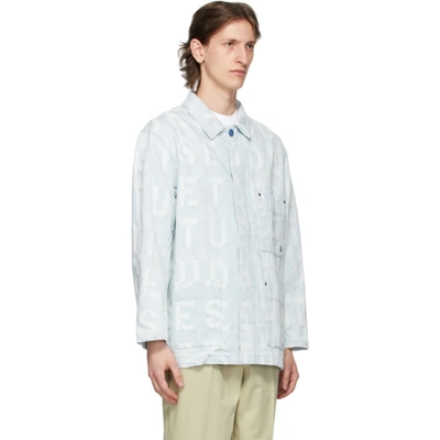 Shop Etudes Studio Blue Denim Jacquard Excursion Jacket In Stone