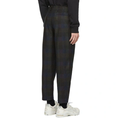 Shop Etudes Studio Green & Navy Checked Cirrus Trousers