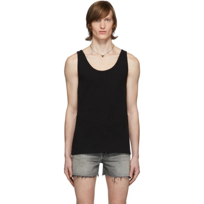 Shop Saint Laurent Black Distressed Tank Top In 1000 Noir