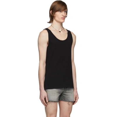 Shop Saint Laurent Black Distressed Tank Top In 1000 Noir