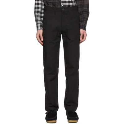 Shop Naked And Famous Black Canvas Work Trousers In Blackcanvas