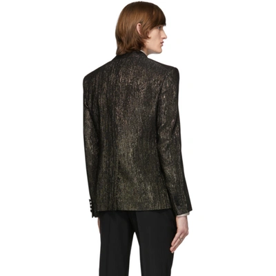 Shop Saint Laurent Gold And Black Viscose Blazer In 7362 Ornoir