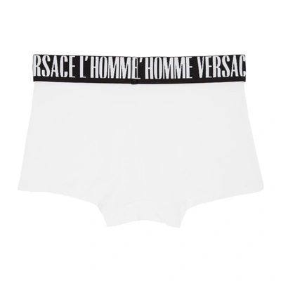 Shop Versace White & Black Modal Boxer Briefs In A1001 White