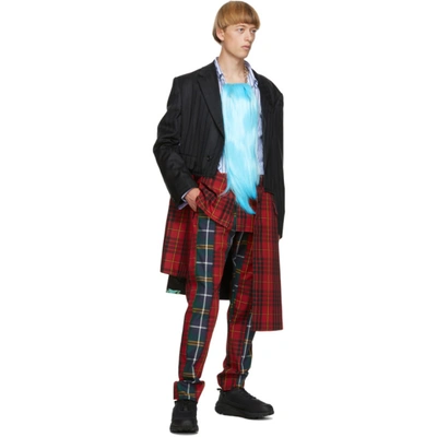 Shop Comme Des Garçons Homme Deux Black & Multicolor Asymmetric Coat In 1 Blkmul