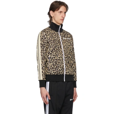 Shop Palm Angels Beige And Black Leopard Track Jacket In Leaopard