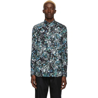 Shop Givenchy Black And Multicolor Floral Shirt In 012 Blk/blu