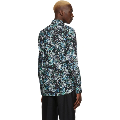 Shop Givenchy Black And Multicolor Floral Shirt In 012 Blk/blu