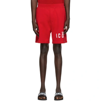 Shop Dsquared2 Red Relaxed Fit Icon Shorts In 309 Red