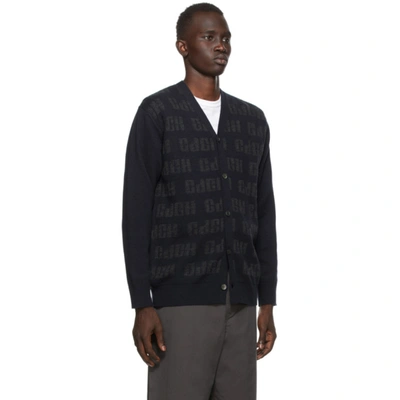 Shop Comme Des Garçons Homme Deux Navy Wool Logo Cardigan In 1 Navy