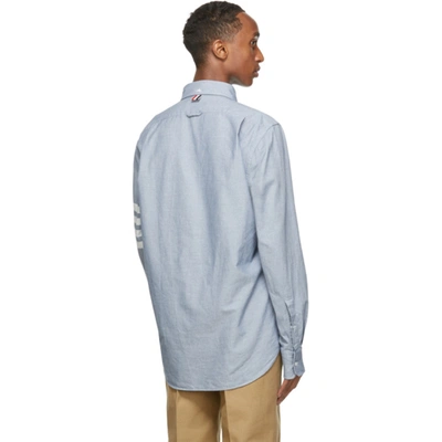Shop Thom Browne Blue Flannel 4-bar Classic Shirt In 480 Light B