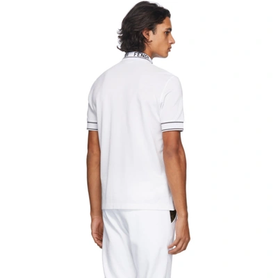 Shop Fendi White Logo Collar Polo In F0qa0 White