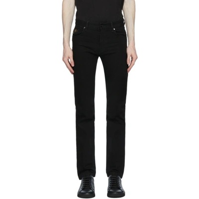 Shop Fendi Black Embroidered Pocket Jeans In F0qa1 Black