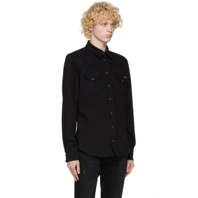 Shop Dolce & Gabbana Black Denim Button-down Shirt In S9001 Blk