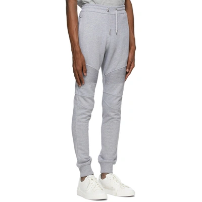 Shop Balmain Grey Flocked Logo Lounge Pants In 9ub Gris